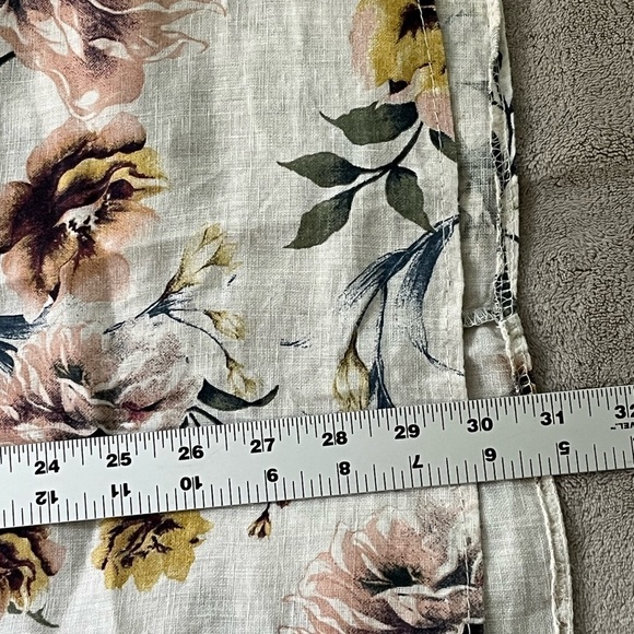 Lungo L'arno Floral Linen Tunic Top Natural Italy Boho Botanical Womans 2X Plus - Picture 12 of 12